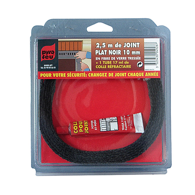 Joint noir plat pour vitres d'inserts 10 x 1,2 mm - PYROFEU